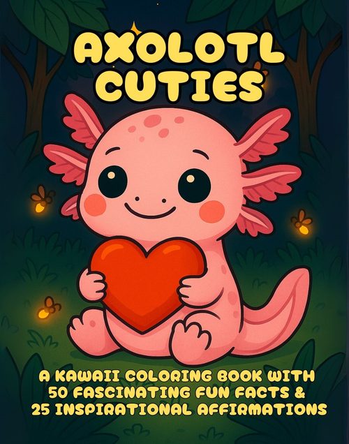 Axolotl Cuties Kawaii coloring book cover