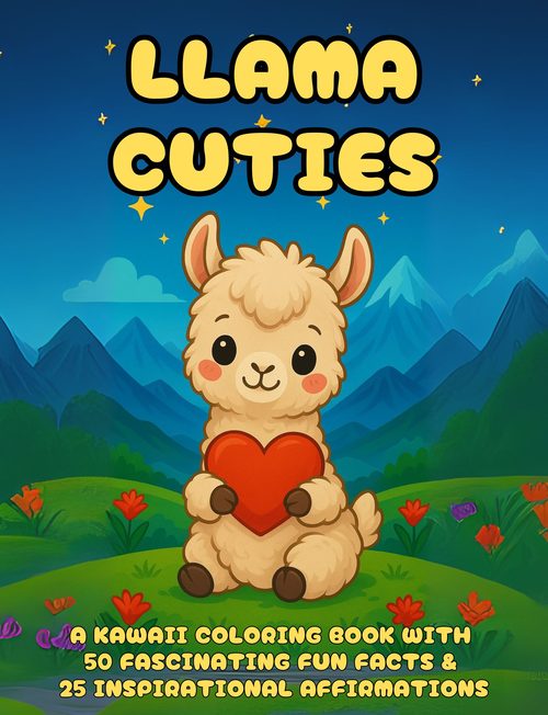 Llama Cuties Kawaii coloring book cover
