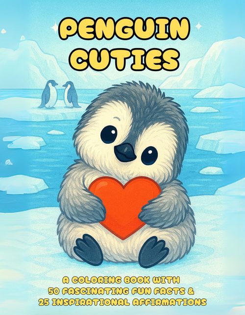 Penguin Cuties Kawaii coloring book cover