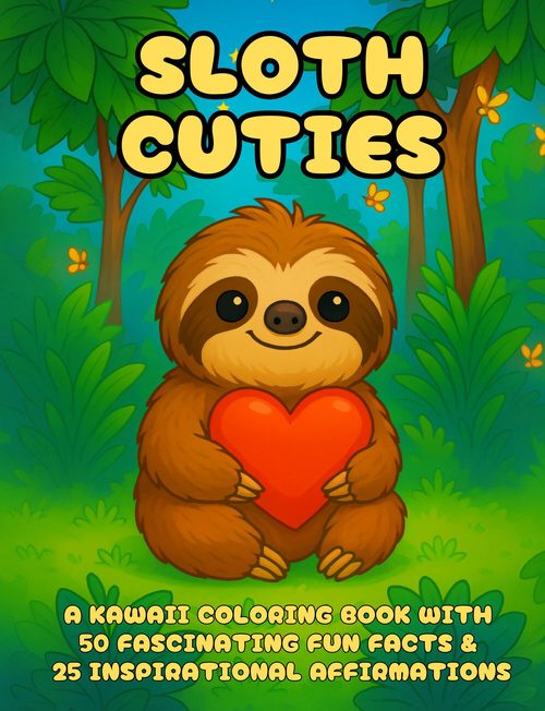 Sloth Cuties Kawaii coloring book cover